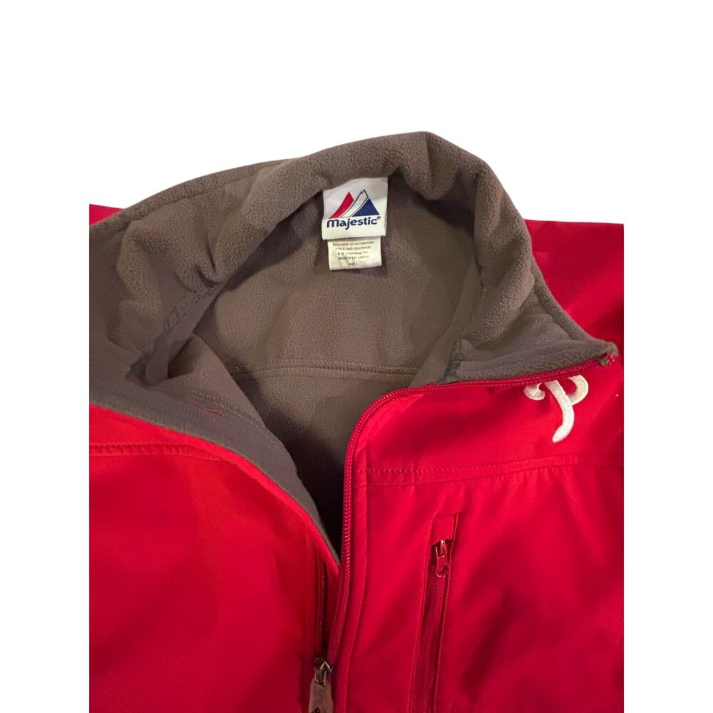 Majestic Philadelphia Phillies Red Full Zip Jacket Men’s Large MLB Softshell - Picture 3 of 6
